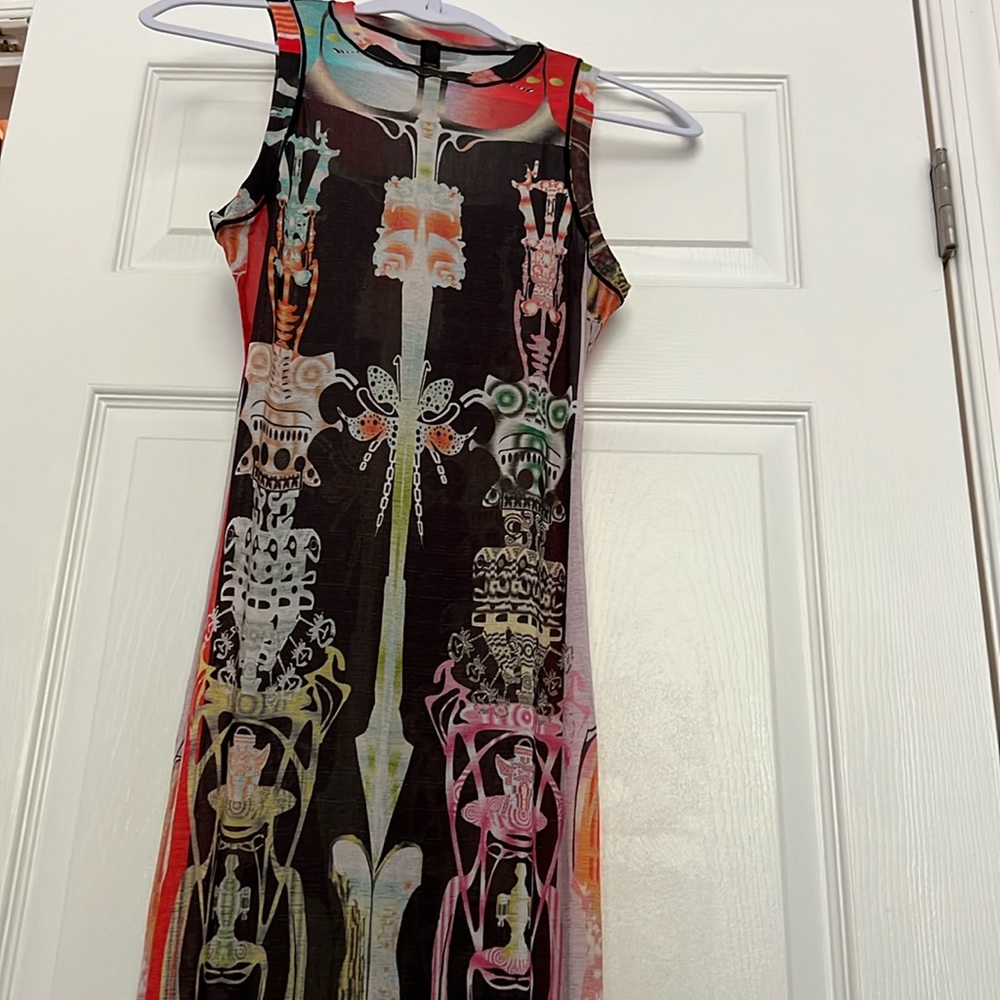 SKIMS sheer dress with psychedelic print